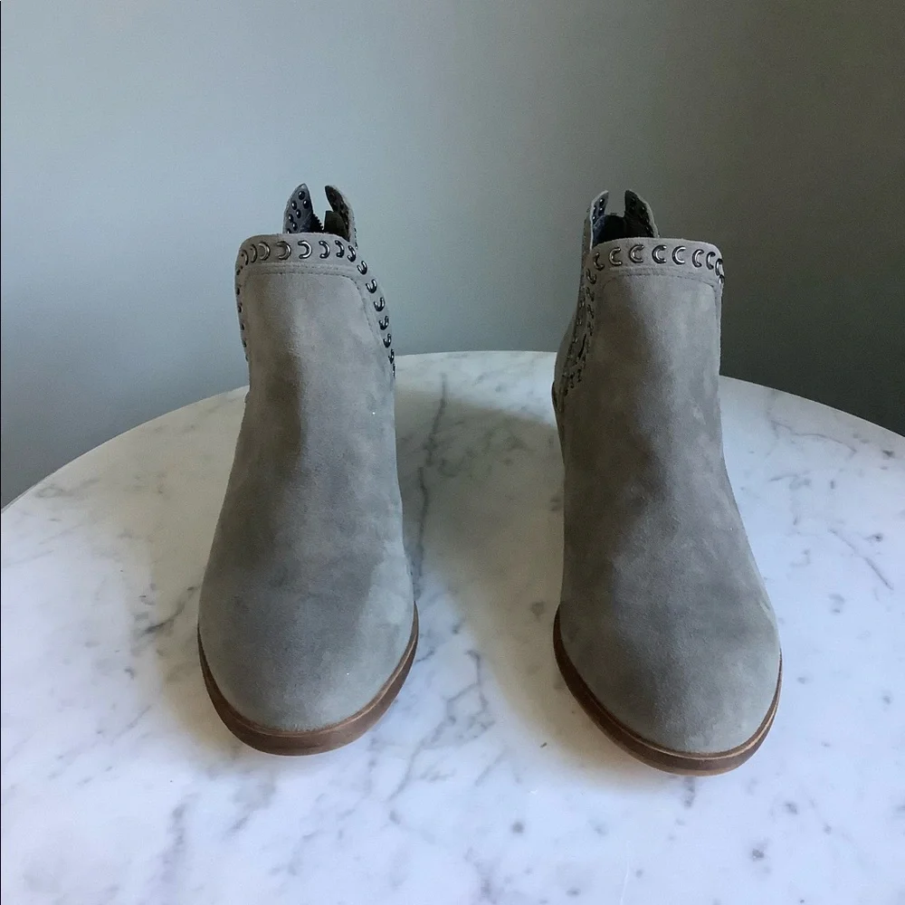 Vince Camuto Gray Suede Prafinta Studded Ankle Booties - Picture 6 of 10